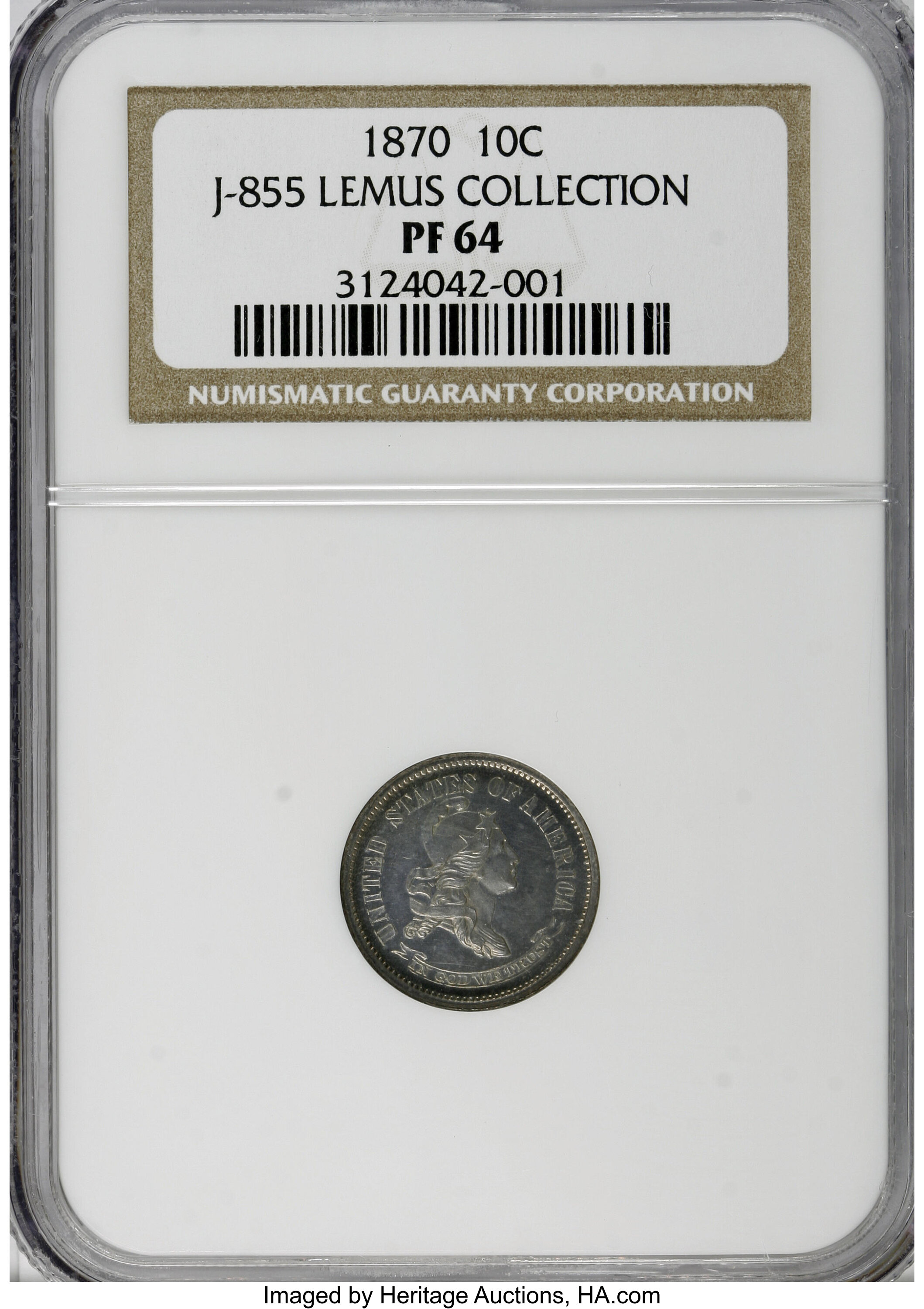 image for: 1870 10C Standard Silver Ten Cents, Judd-855, Pollock-935, High R.6, PR64 NGC....