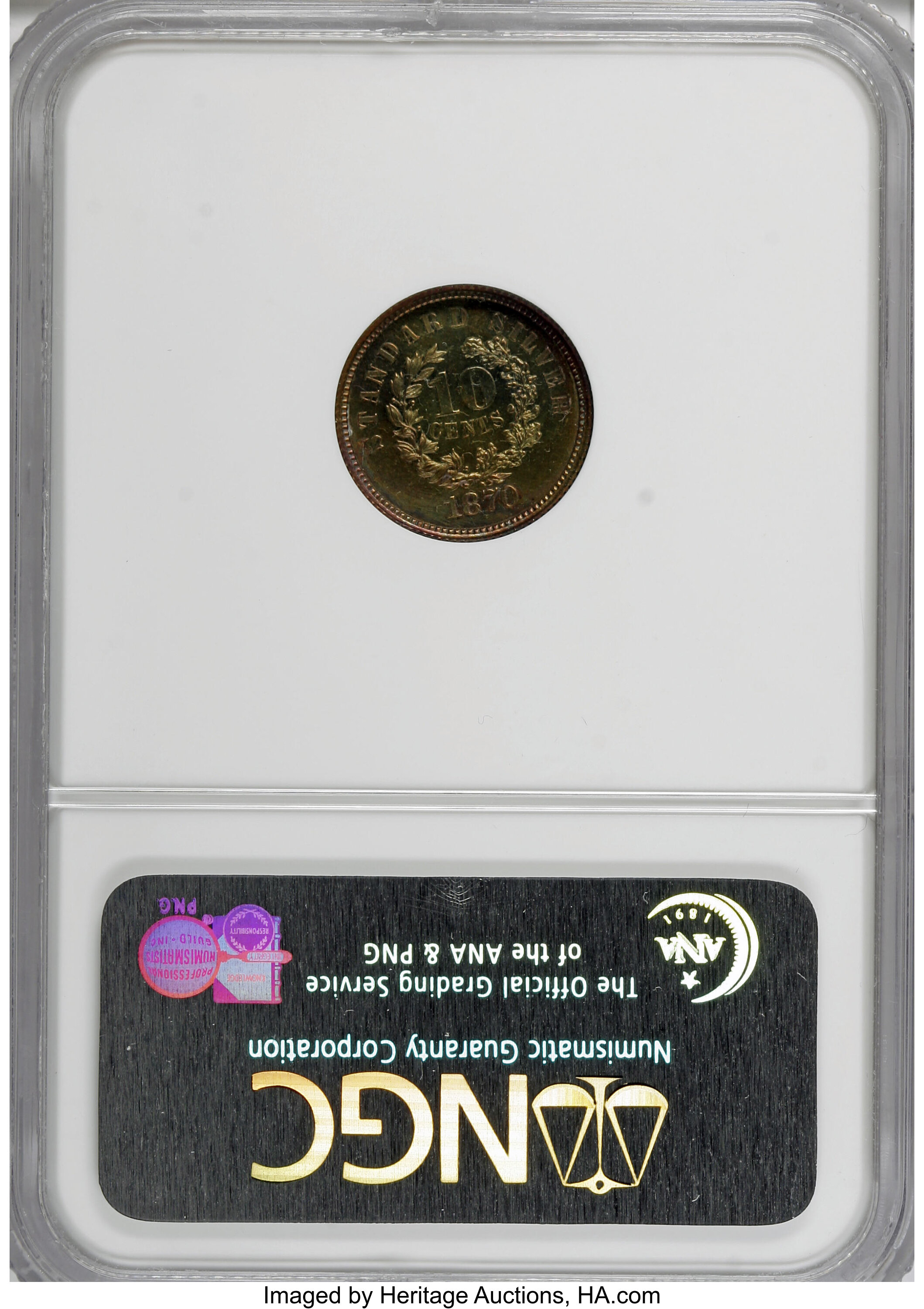 image for: 1870 10C Standard Silver Ten Cents, Judd-869, Pollock-965, High R.7, PR63 Brown NGC....
