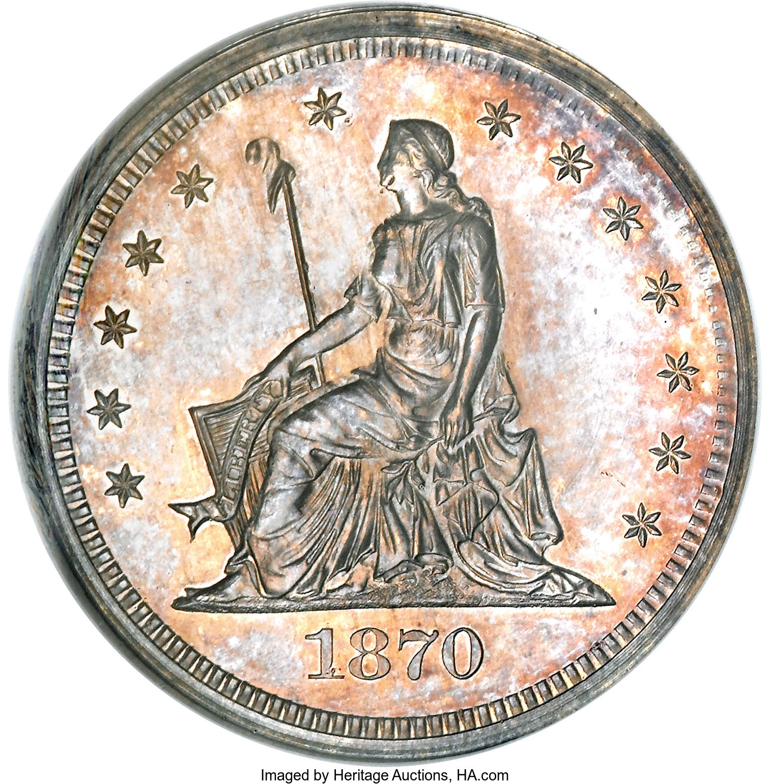 image for: 1870 25C Standard Silver Quarter Dollar, Judd-877, Pollock-974, Low R.7, PR63 NGC....