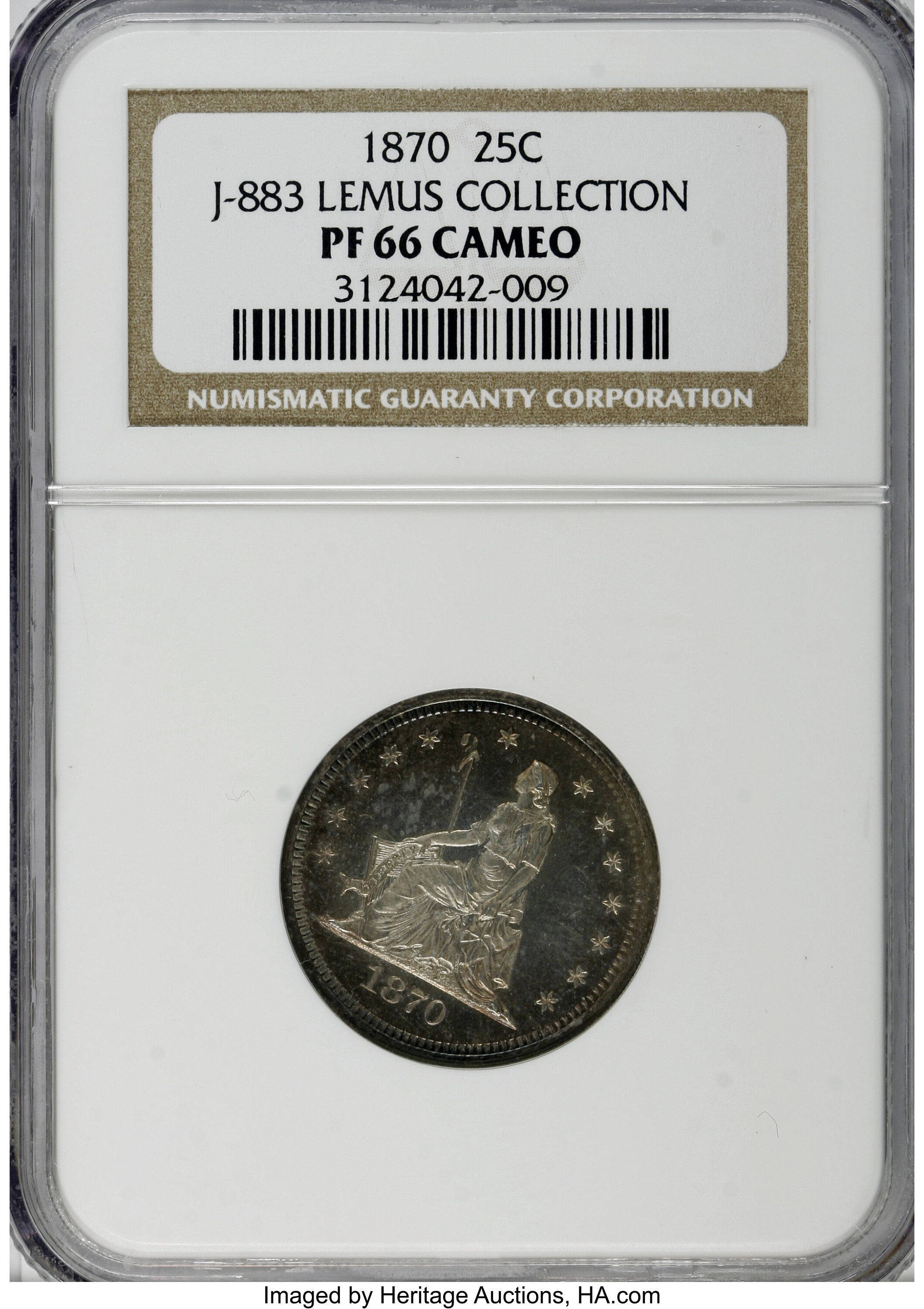image for: 1870 25C Quarter Dollar, Judd-883, Pollock-981, Low R.7, PR66 Cameo NGC....
