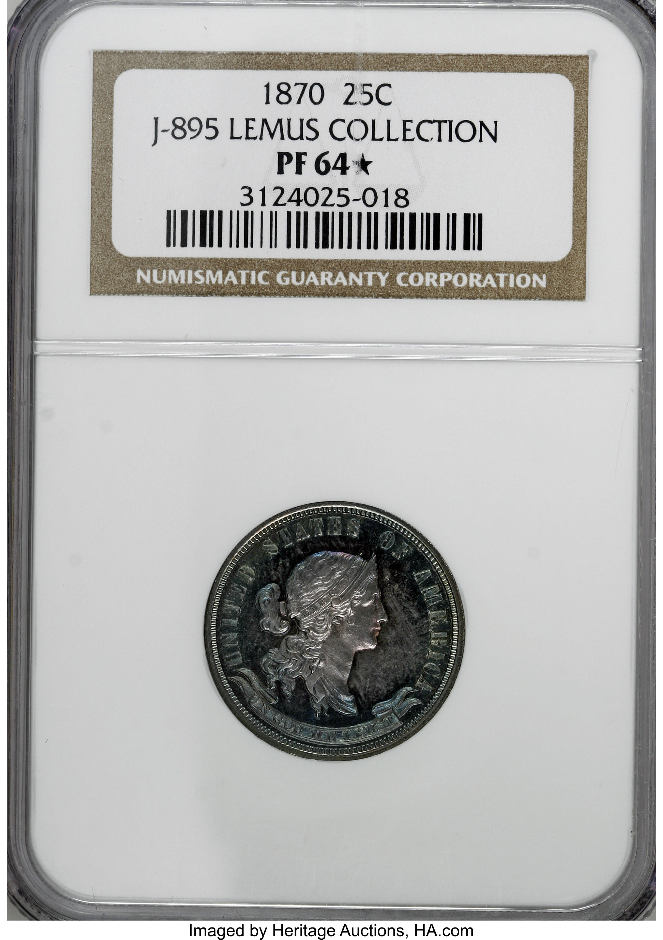 image for: 1870 25C Standard Silver Quarter Dollar, Judd-895, Pollock-1002, Low R.7, PR64  ★  NGC....