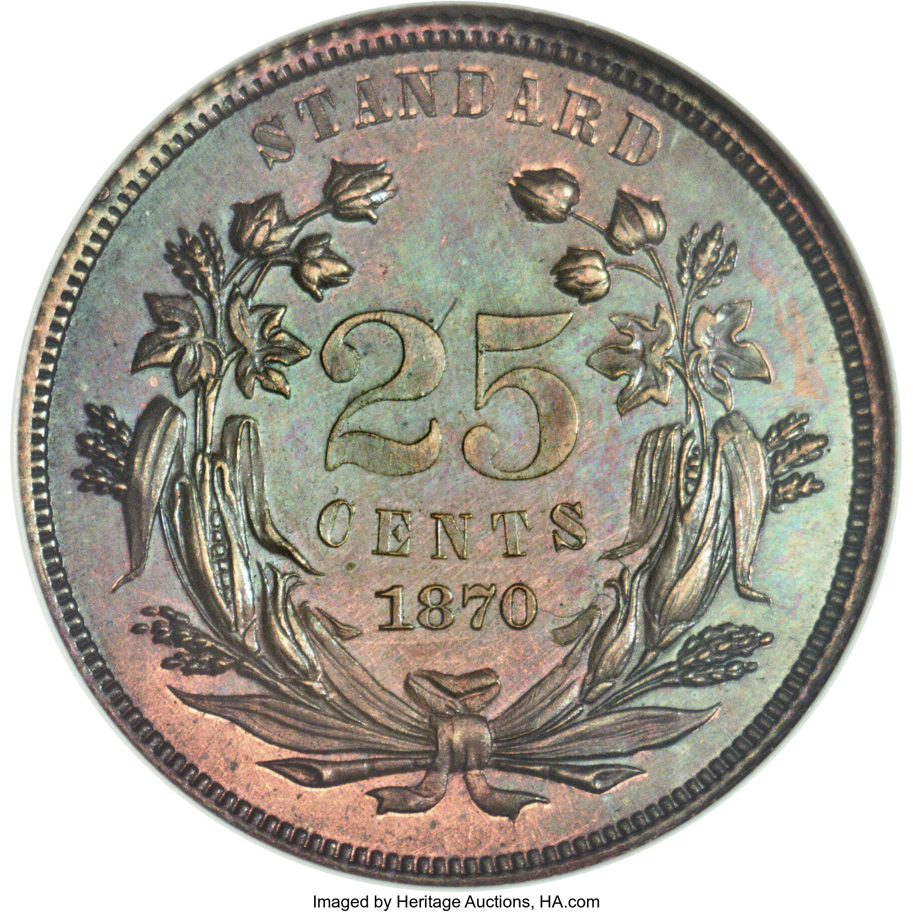 image for: 1870 25C Standard Silver Quarter Dollar, Judd-896, Pollock-1003, Low R.7, PR66 Brown NGC....