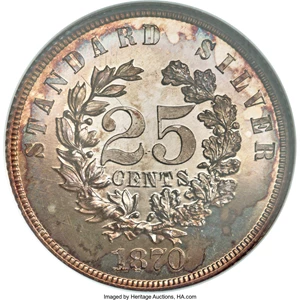 image for: 1870 25C Standard Silver Quarter Dollar, Judd-912, Pollock-1008, High R.6, PR67 Cameo NGC....