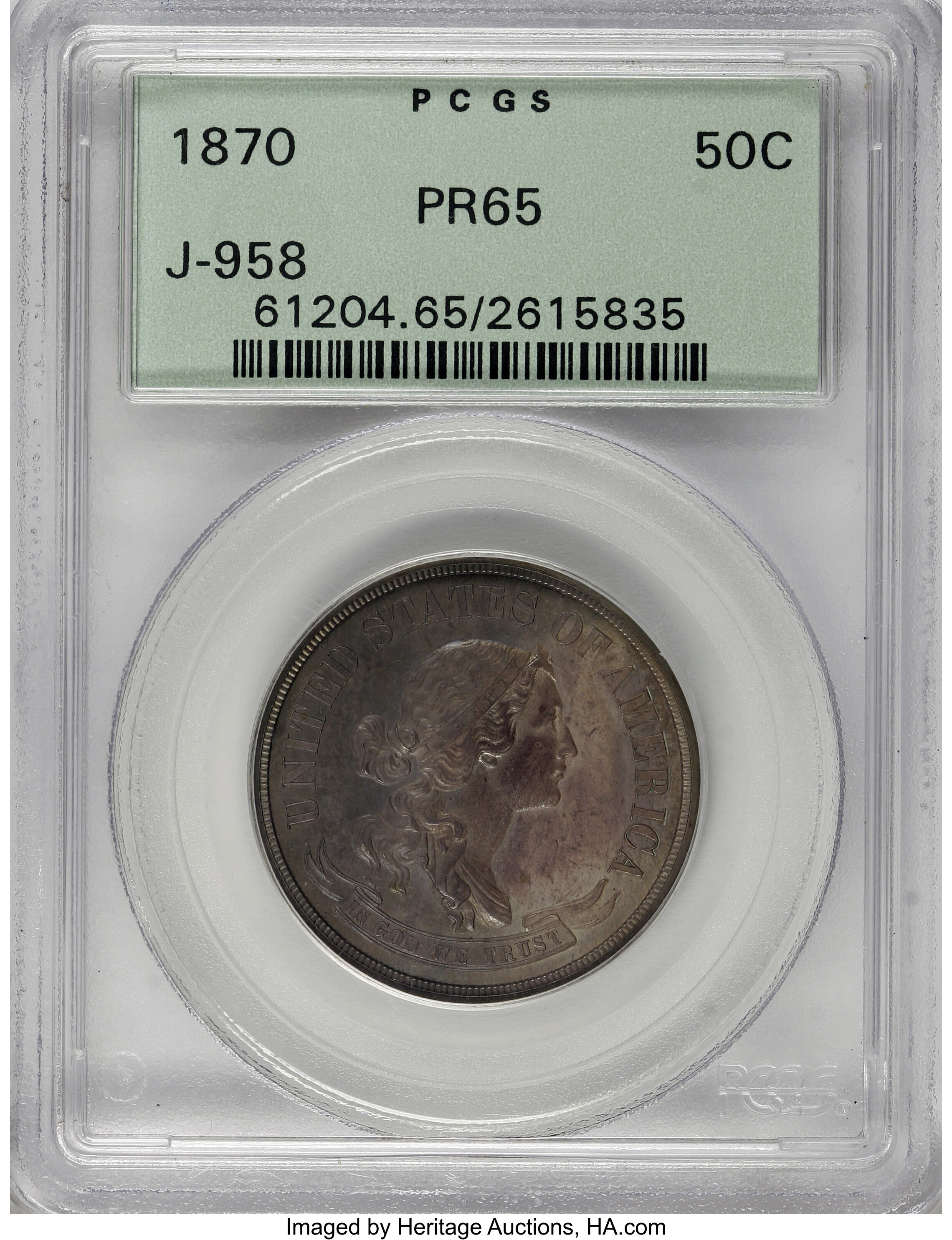 image for: 1870 50C Standard Silver Half Dollar, Judd-958, Pollock-1109, High R.6, PR65 PCGS....