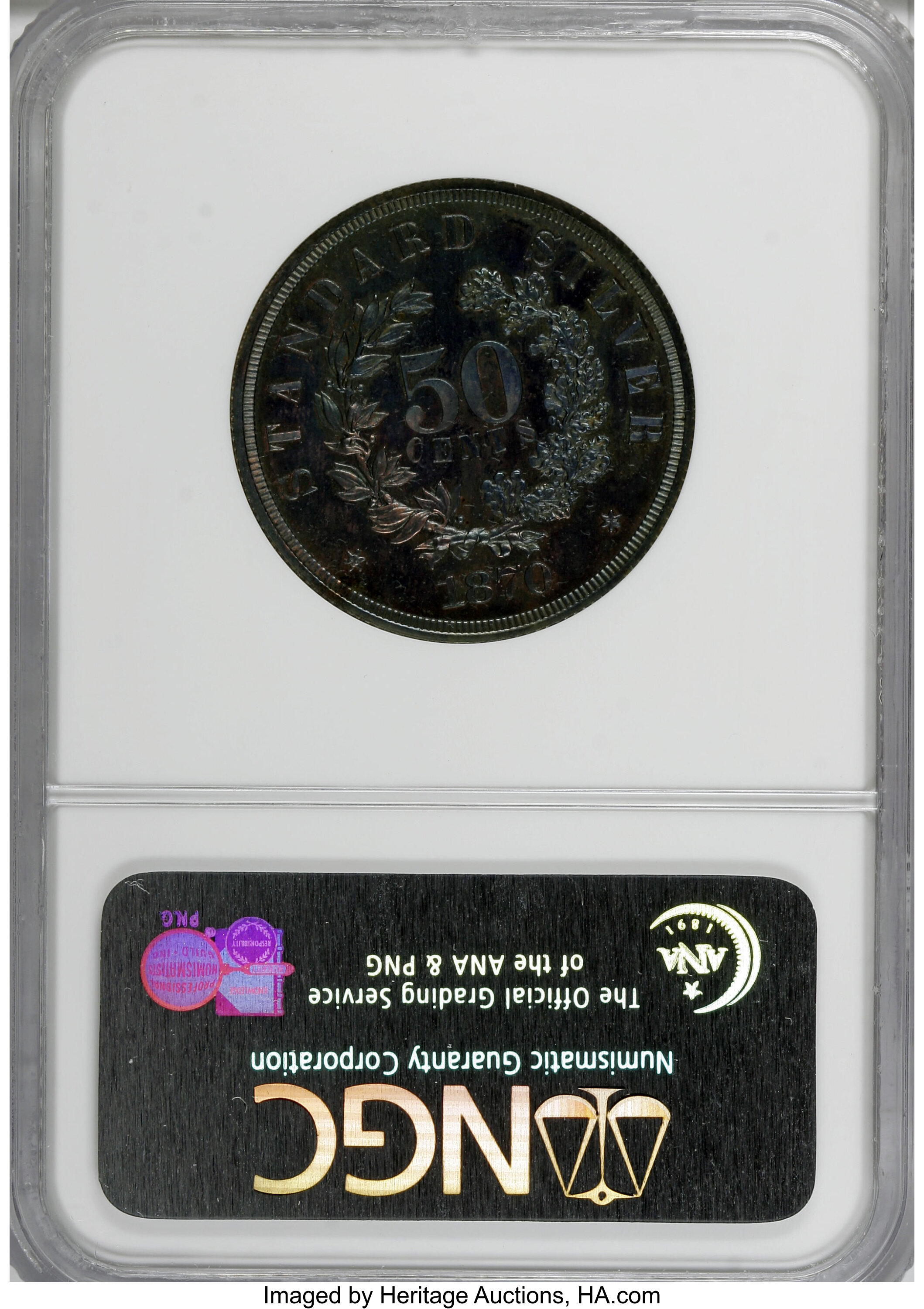 image for: 1870 50C Standard Silver Half Dollar, Judd-983, Pollock-1103, High R.7, PR65 Brown NGC....