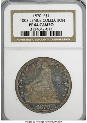 image for: 1870 $1 Dollar, Judd-1003, Pollock-1135, Low R.7, PR64 Cameo NGC....