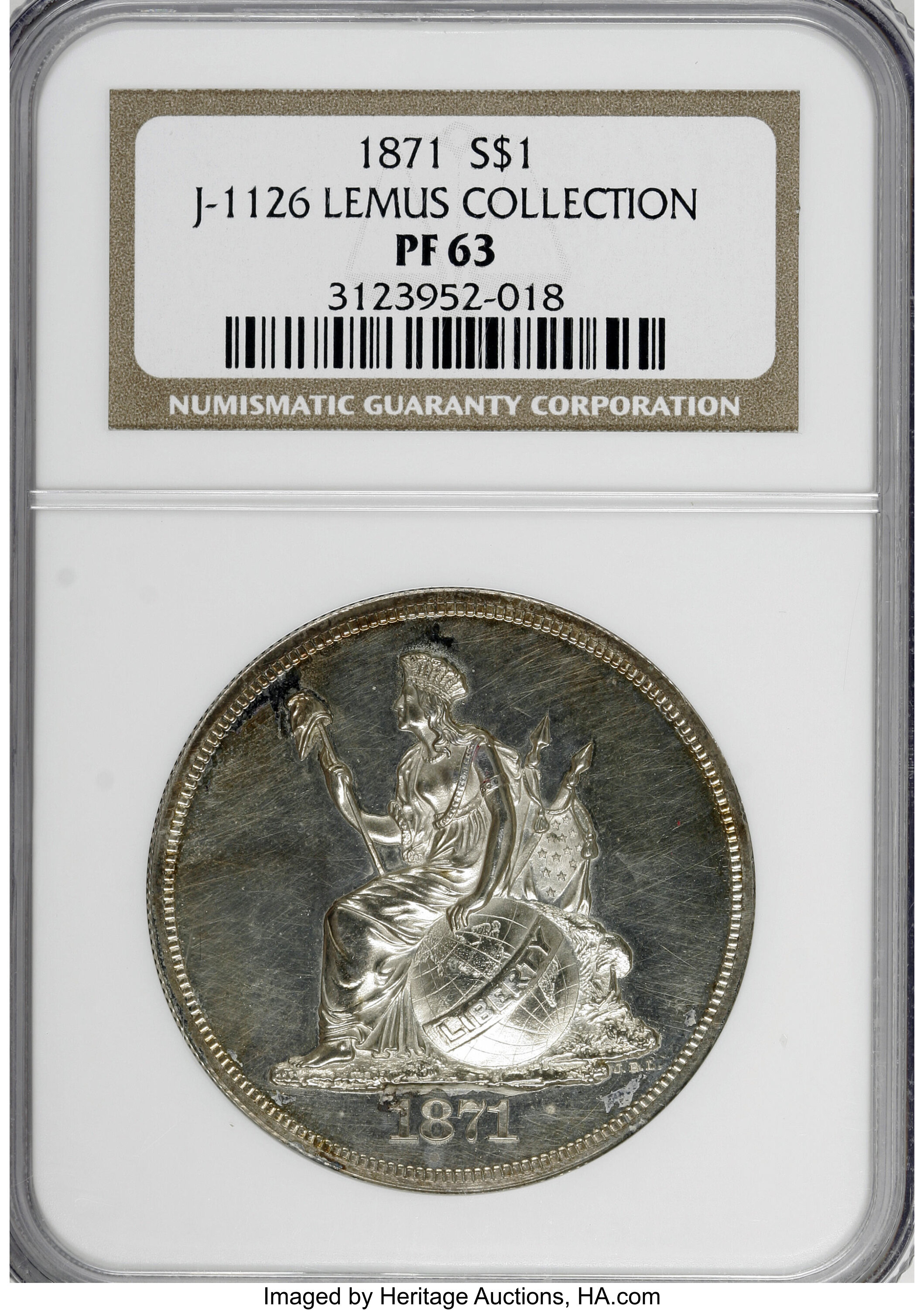 image for: 1871 $1 Dollar, Judd-1126, Pollock-1262, R.8, PR63 NGC....
