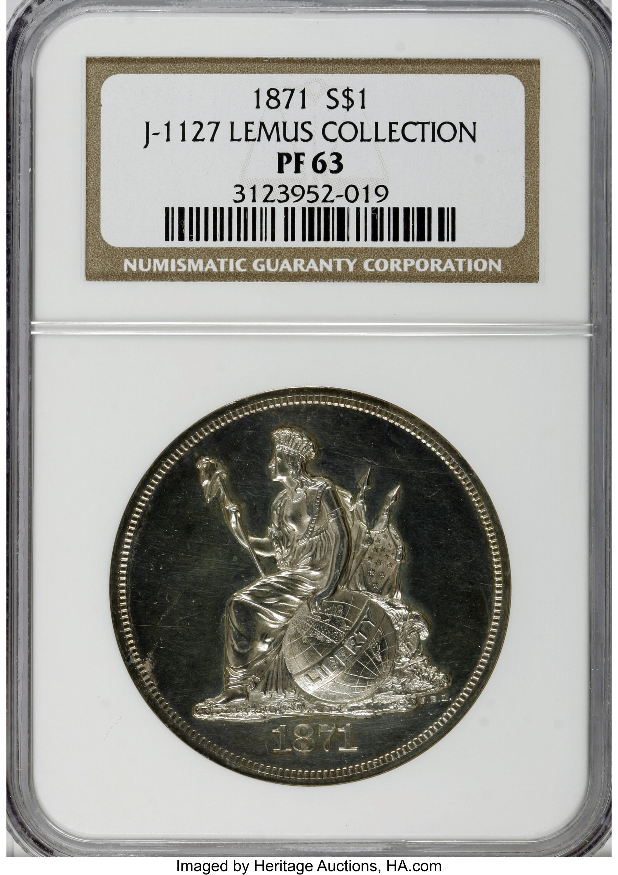 image for: 1871 $1 Dollar, Judd-1127, Pollock-1263, R.8, PR63 NGC....