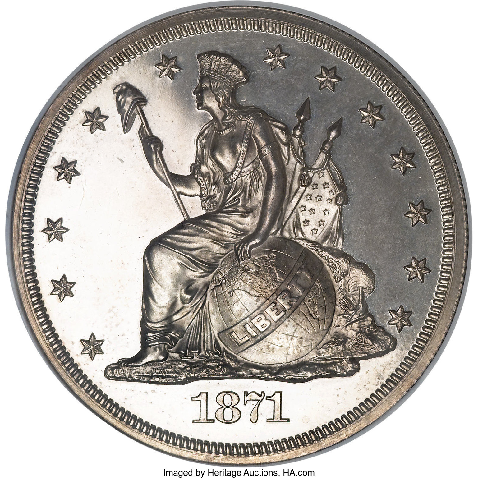 image for: 1871 $1 Standard Silver Dollar, Judd-1133, Pollock-1270, High R.6, PR64 Cameo NGC....