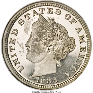 image for: 1883 5C Liberty Head Five Cents, Judd-1704, Pollock-1908, Low R.6, PR64 Cameo NGC....