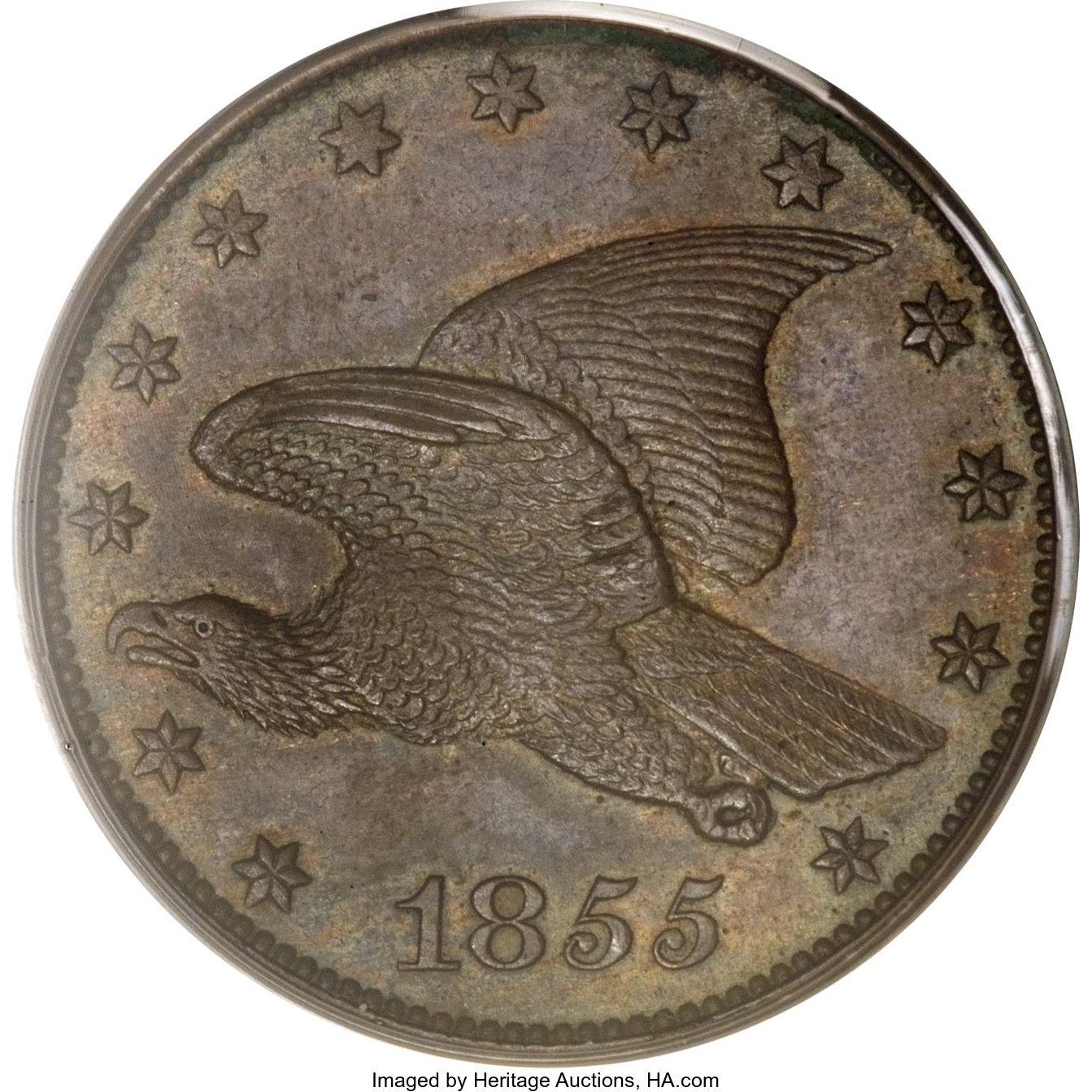 image for: 1855 P1C Flying Eagle Cent, Judd-173, Pollock-198, Low R.7, PR63 Brown PCGS....