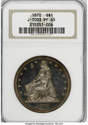 image for: 1870 $1 Dollar, Judd-1003, Pollock-1135, Low R.7, PR65 NGC....
