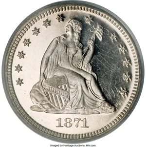 image for: 1871 25C PR64 Deep Cameo PCGS. CAC....