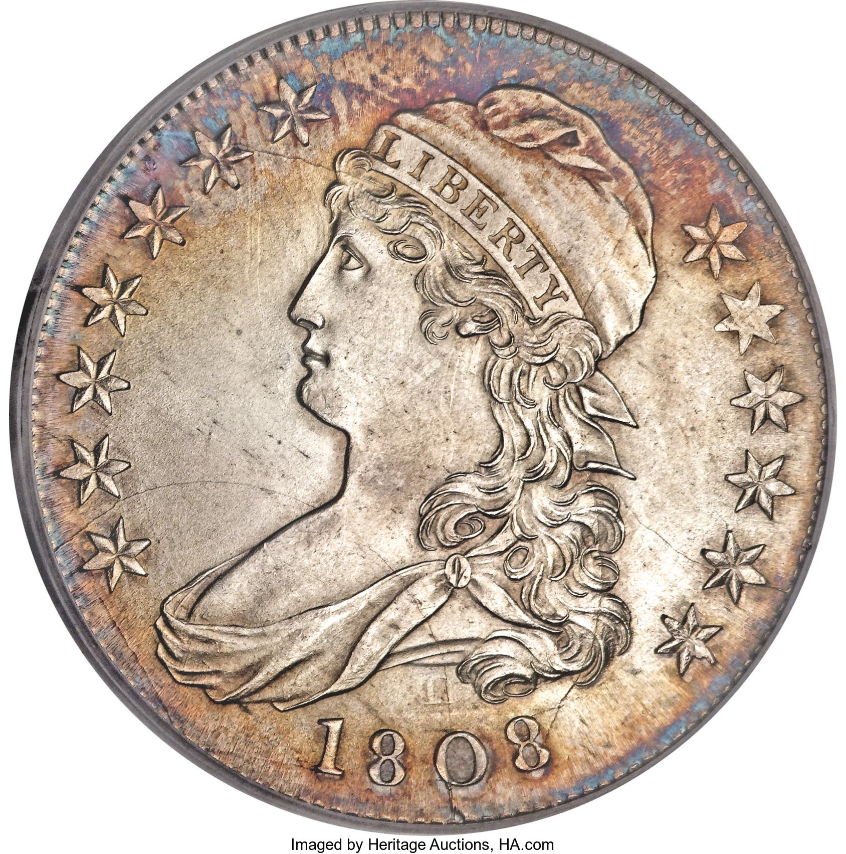 1808/7 50c Capped Bust Half Dollar - Free Shipping USA - The Happy Coin