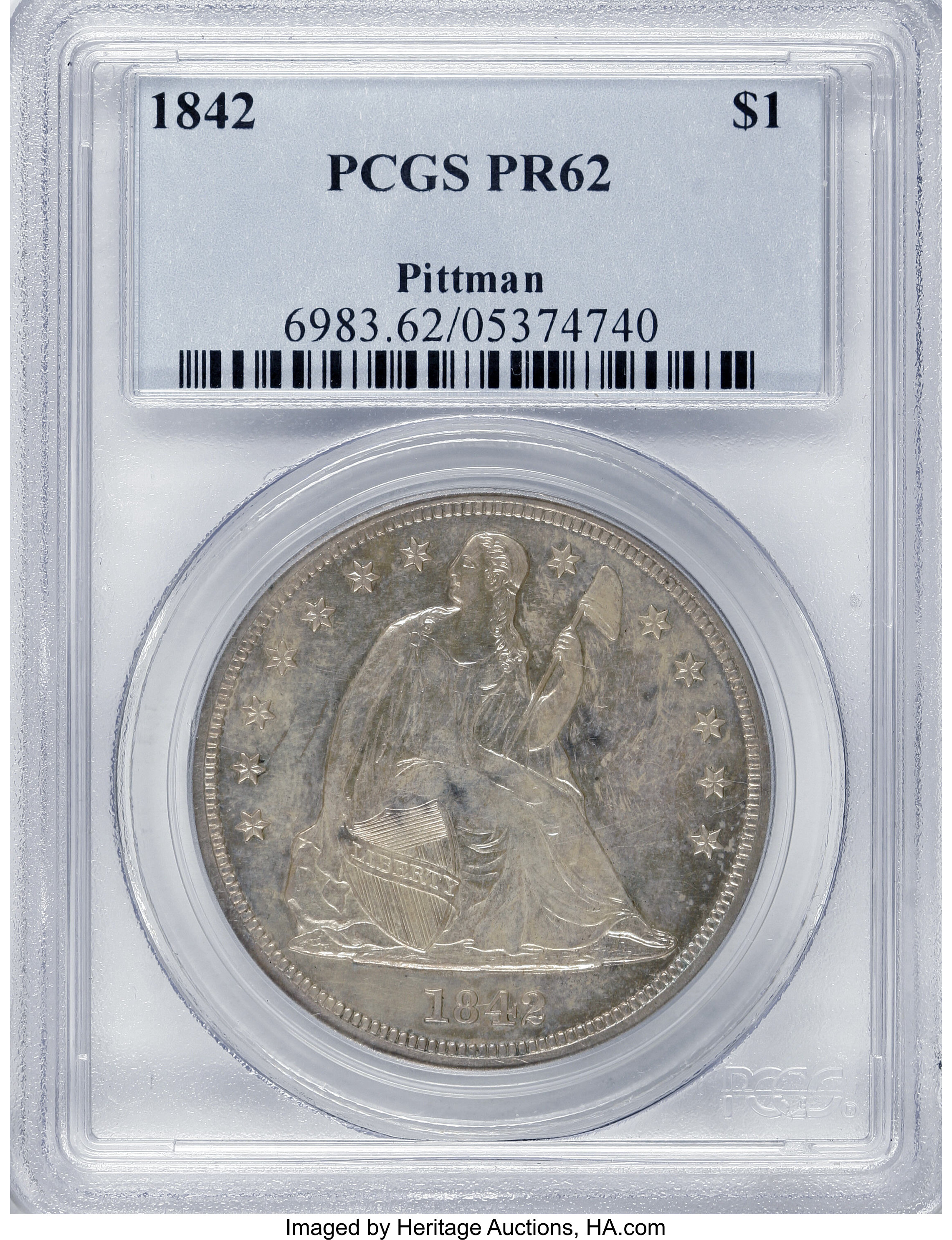 image for: 1842 $1 PR62 PCGS....