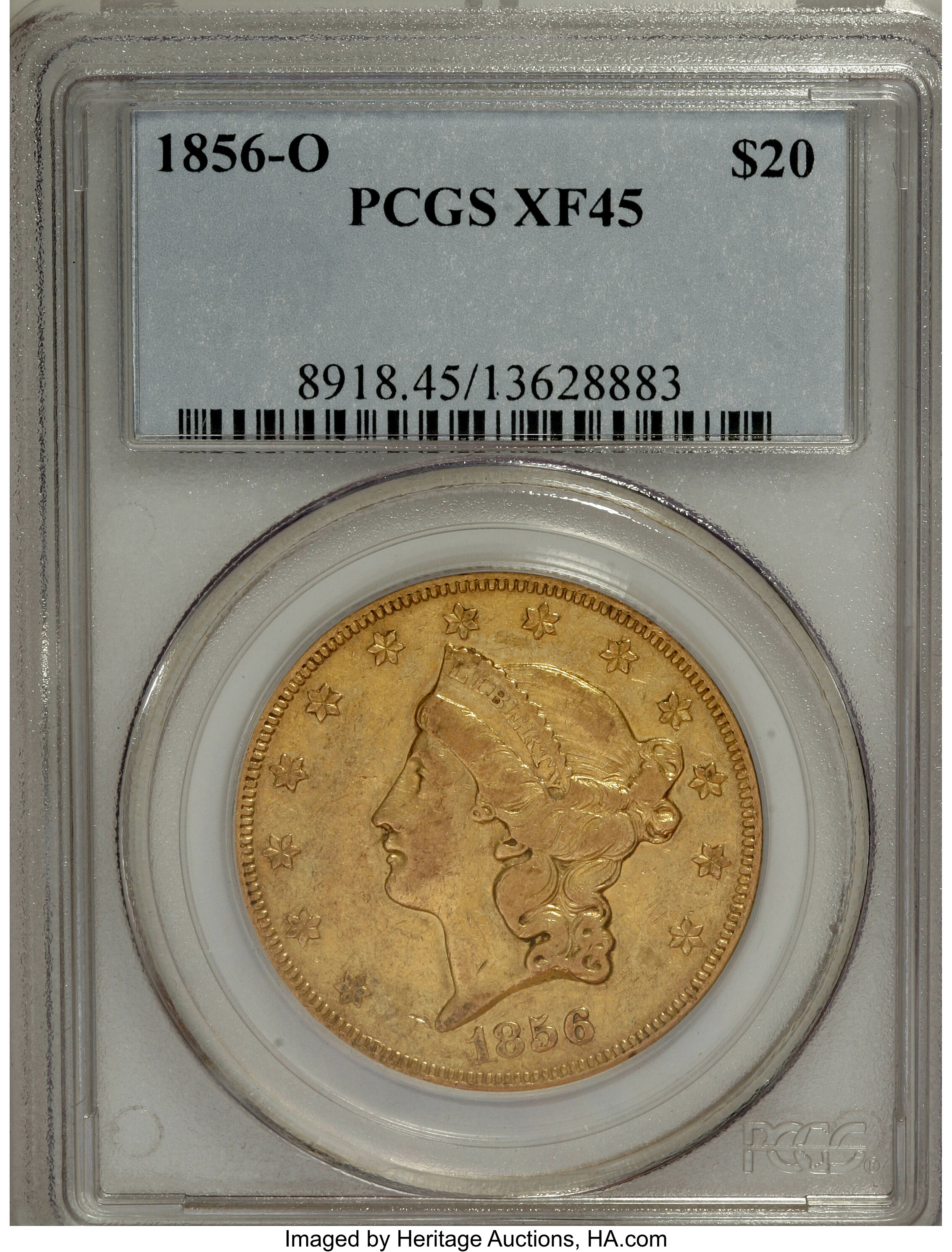 image for: 1856-O $20 XF45 PCGS. CAC....
