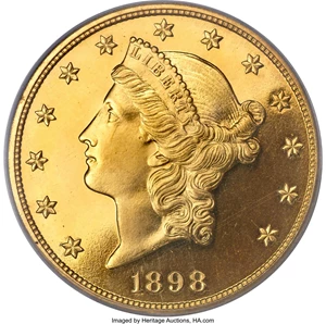 image for: 1898 $20 PR65 Deep Cameo PCGS....