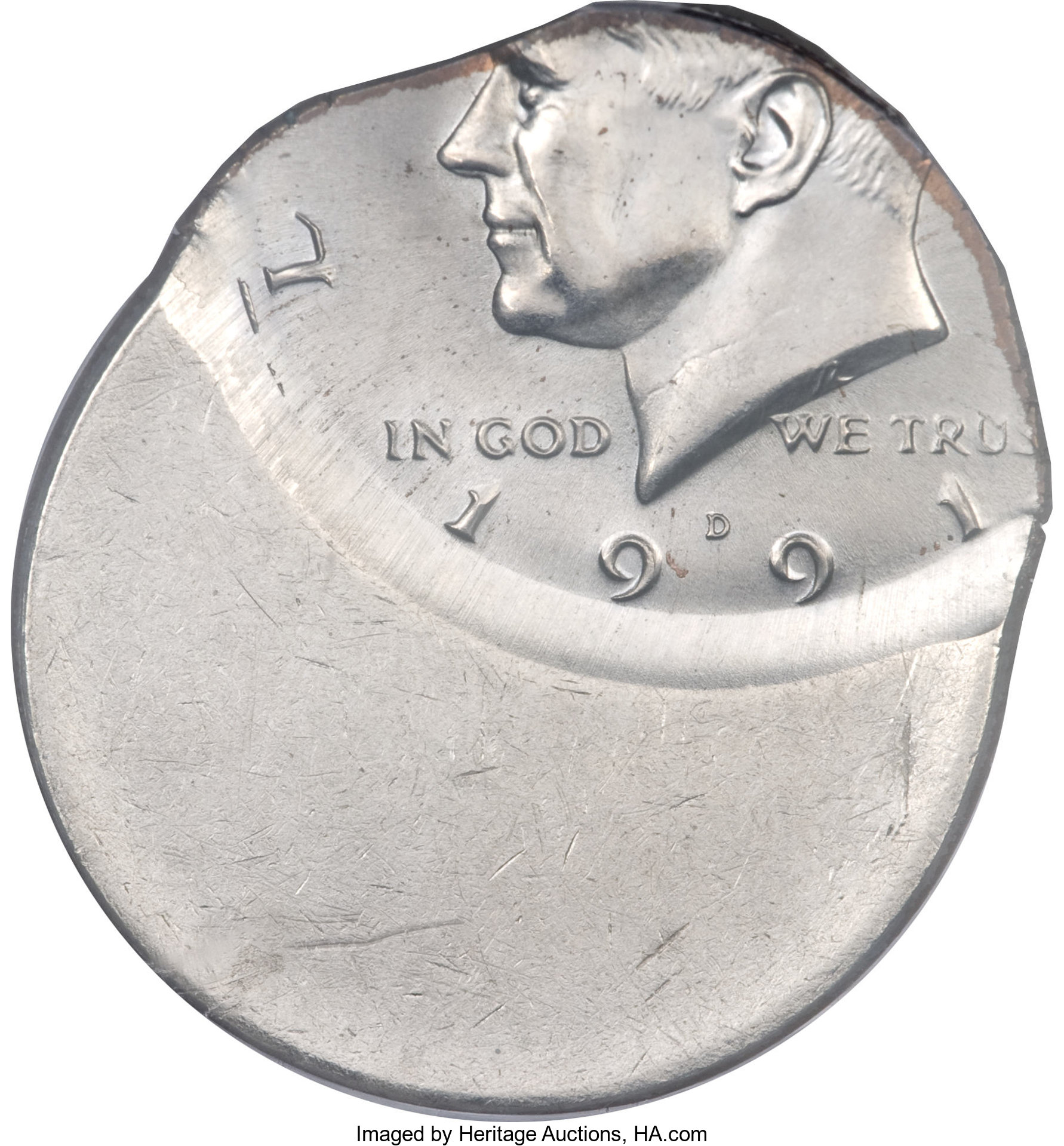 image for: 1991-D 50C Kennedy Half--Struck 50% Off Center--MS62 PCGS....