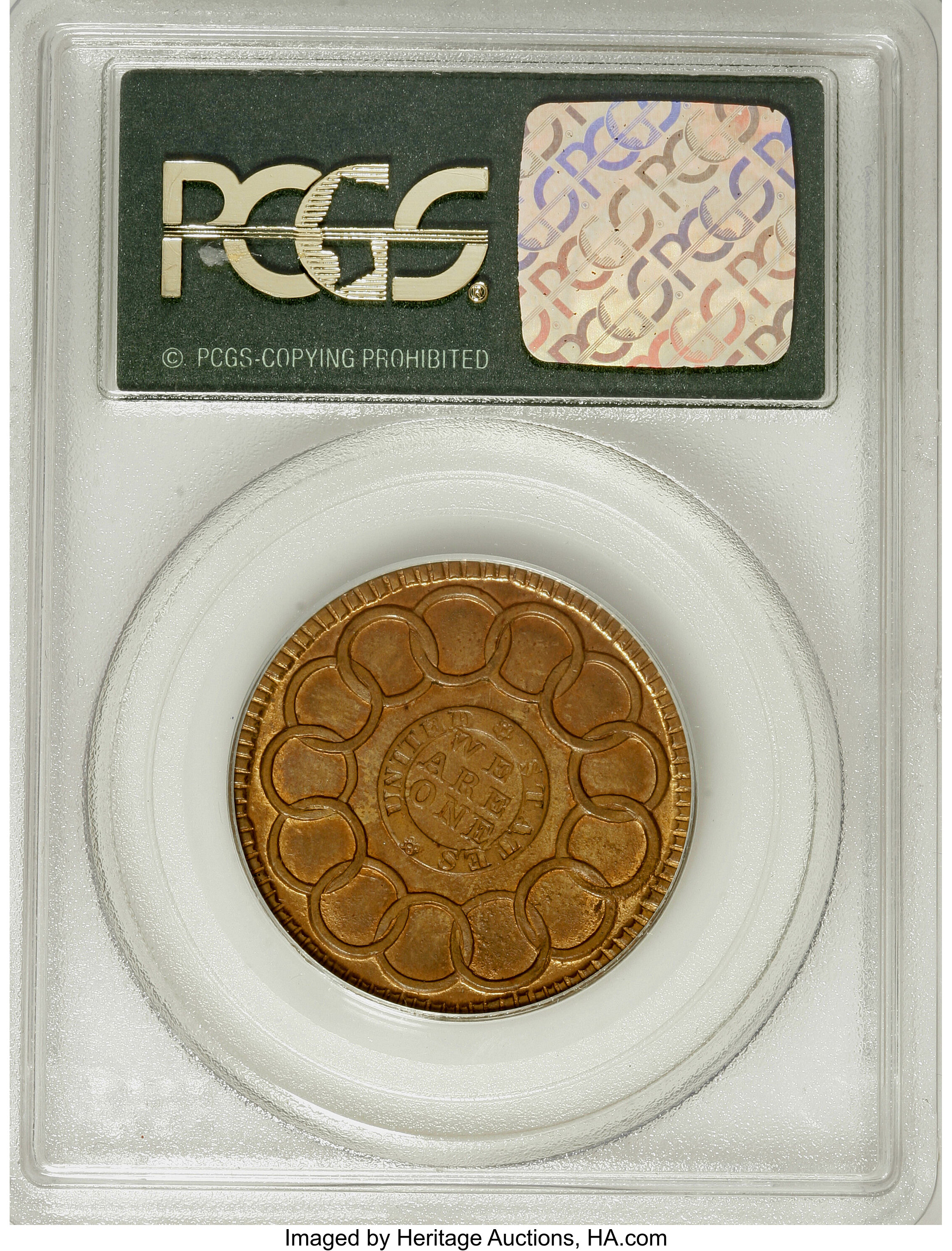 image for: 1787 1C Fugio Cent, New Haven Restrike, Copper MS65 Red and Brown PCGS....