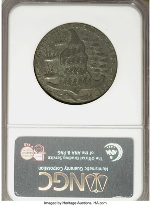 image for: 1778-1779 TOKEN Rhode Island Ship Token, Wreath Below, Pewter XF45 NGC....