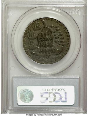 image for: 1778-1779 TOKEN Rhode Island Ship Token, Wreath Below, Pewter XF45 PCGS....