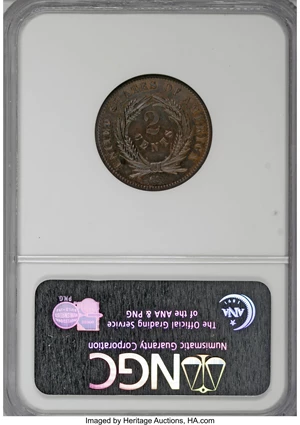 image for: 1863 2C Two Cents, Judd-305, Pollock-370, R.4, PR65 Brown NGC....