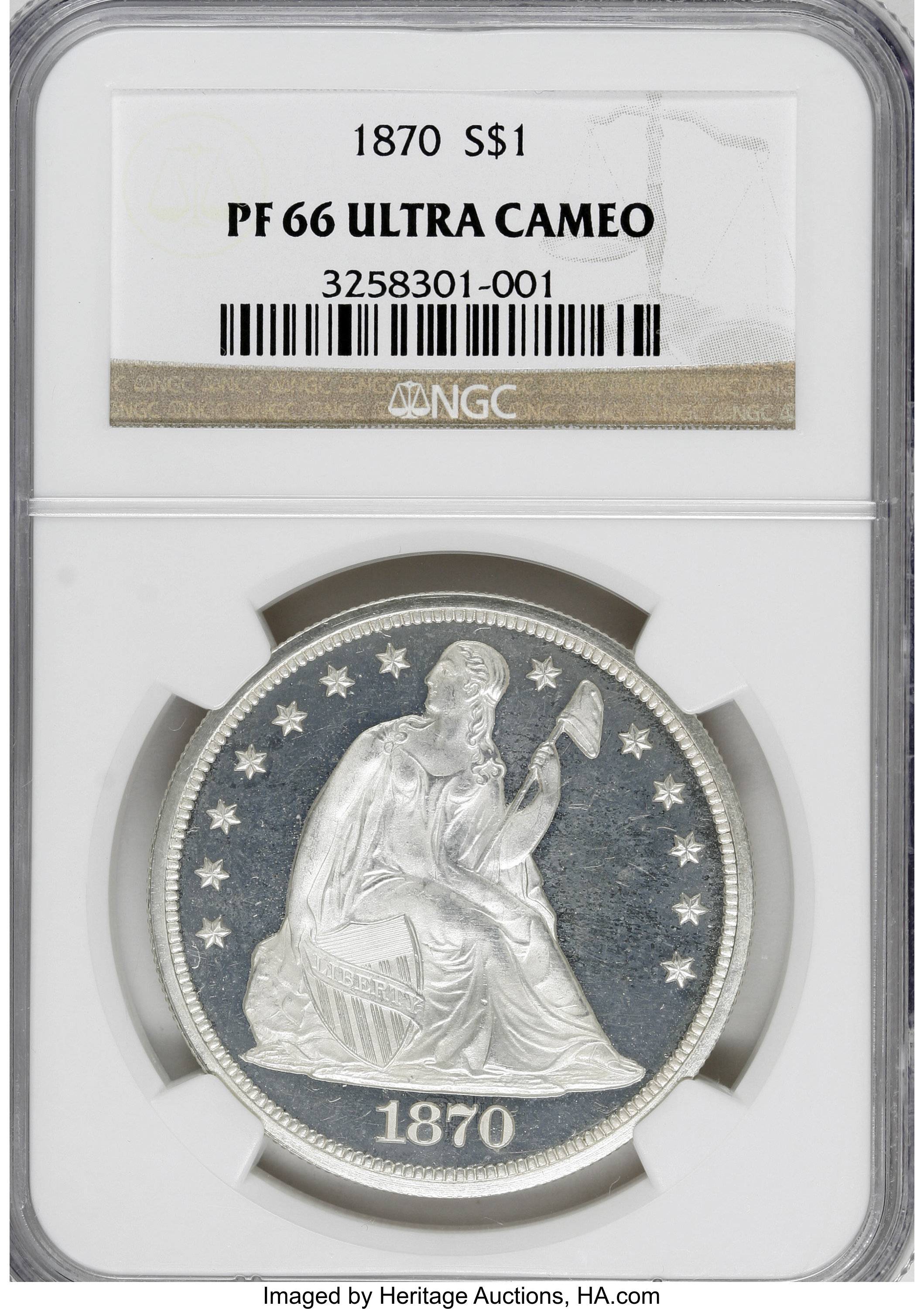 image for: 1870 $1 PR66 Ultra Cameo NGC....