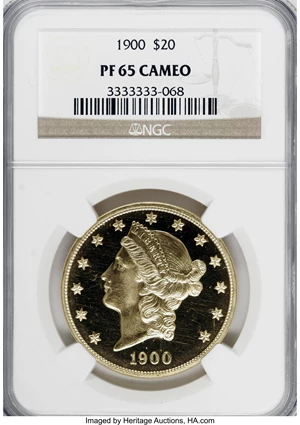 image for: 1900 $20 PR65 Cameo NGC....