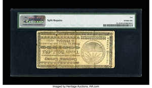 image for: Continental Currency May 10, 1775 $20 PMG Very Good 10 NET....