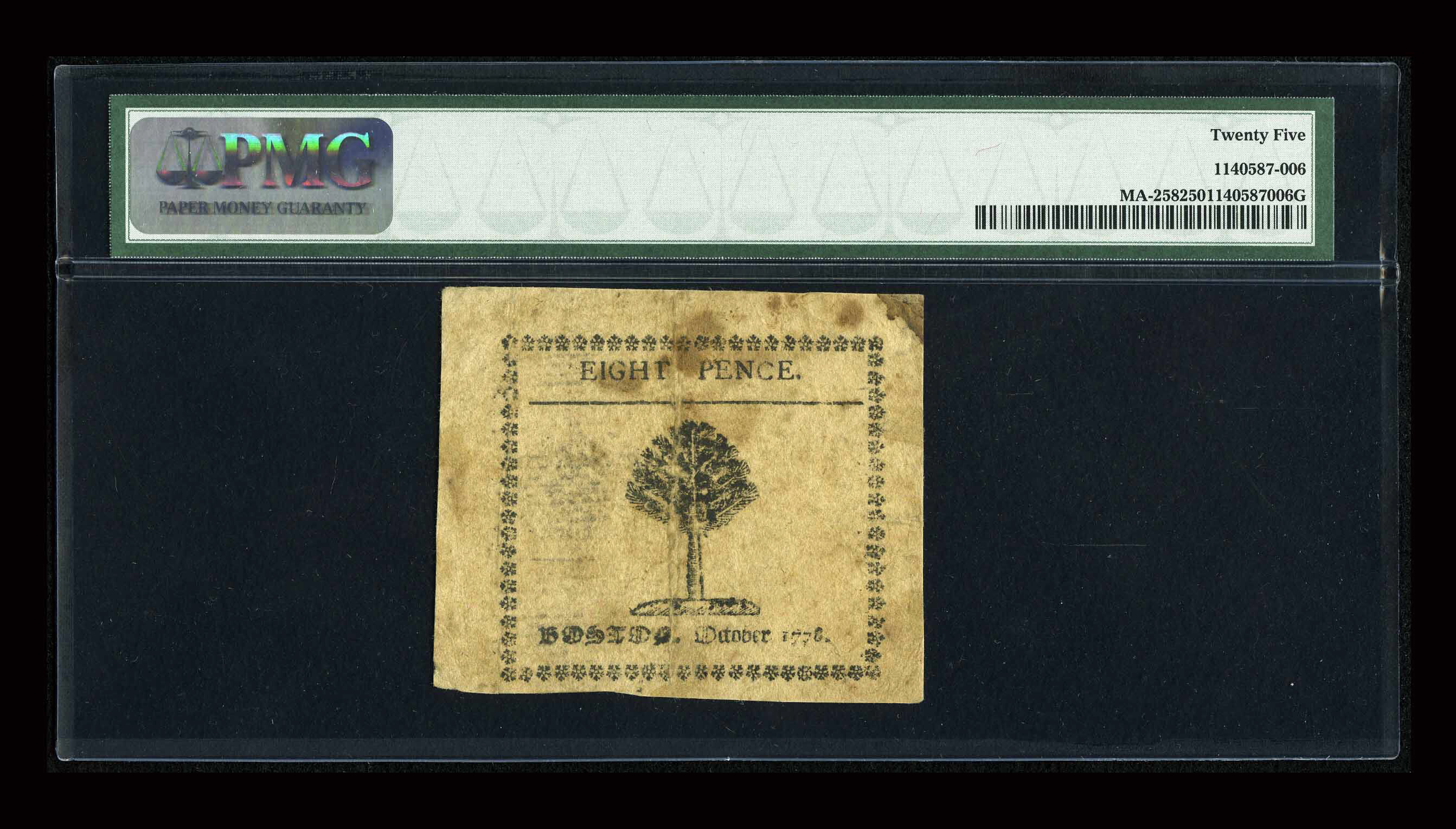 image for: Massachusetts October 16, 1778 8d PMG Very Fine 25....