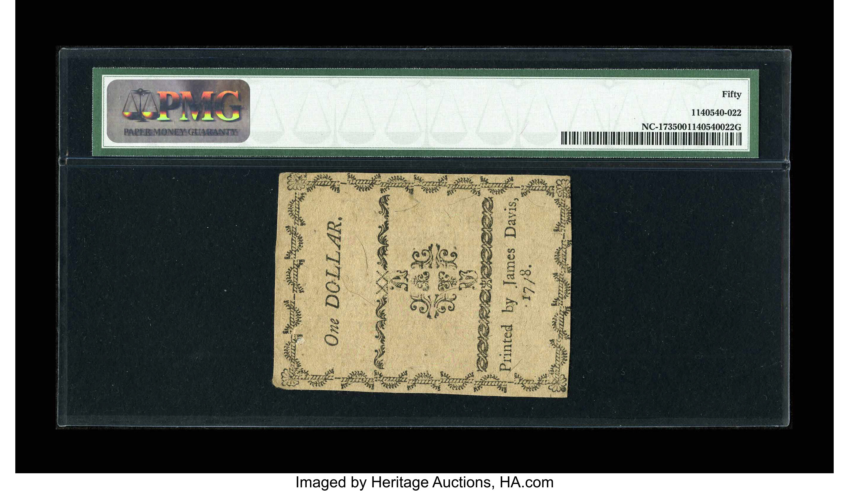 image for: North Carolina August 8, 1778 $1 PMG About Uncirculated 50....