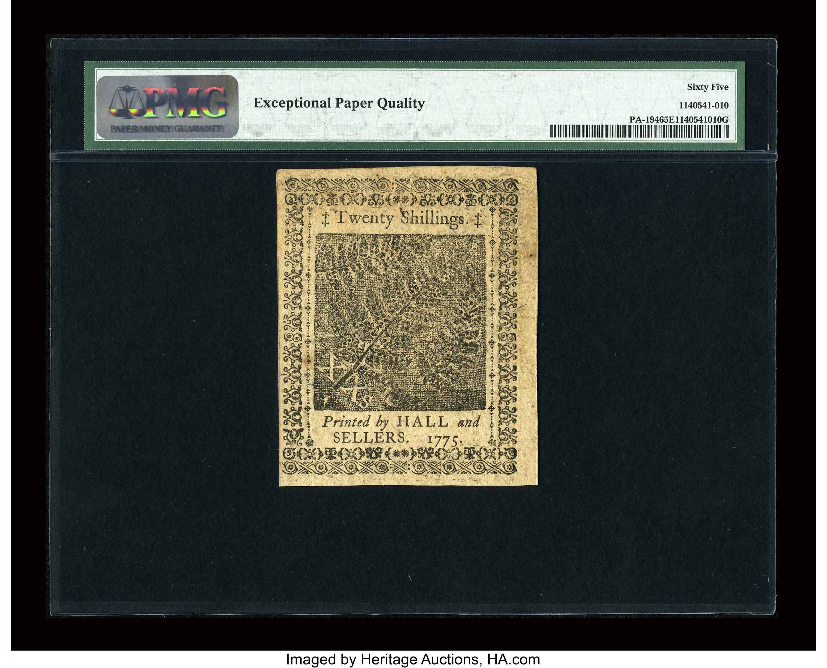 image for: Pennsylvania December 8, 1775 20s PMG Gem Uncirculated 65 EPQ....