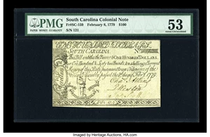 image for: South Carolina February 8, 1779 $100 PMG About Uncirculated 53....