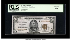 image for: Fr. 1880-D $50 1929 Federal Reserve Bank Note. PCGS Gem New 65....