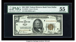 image for: Fr. 1880-K $50 1929 Federal Reserve Bank Note. PMG About Uncirculated 55....