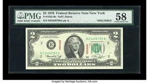 image for: Fr. 1935-B $2 1976 Specimen Federal Reserve Note. PMG Choice About Unc 58....