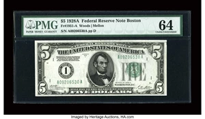 image for: Fr. 1951-A $5 1928A Federal Reserve Note. PMG Choice Uncirculated 64....