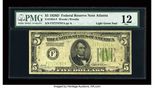 image for: Fr. 1954-F $5 1928D Federal Reserve Note. PMG Fine 12....