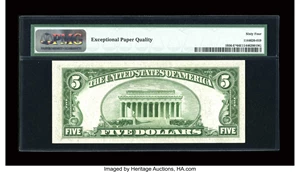 image for: Fr. 1956-E* $5 1934 Mule Federal Reserve Note. PMG Choice Uncirculated 64 EPQ....