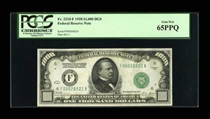image for: Fr. 2210-F $1000 1928 Federal Reserve Note. PCGS Gem New 65PPQ....
