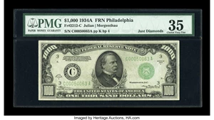 image for: Fr. 2212-C $1000 1934A Mule Federal Reserve Note. PMG Choice Very Fine 35....