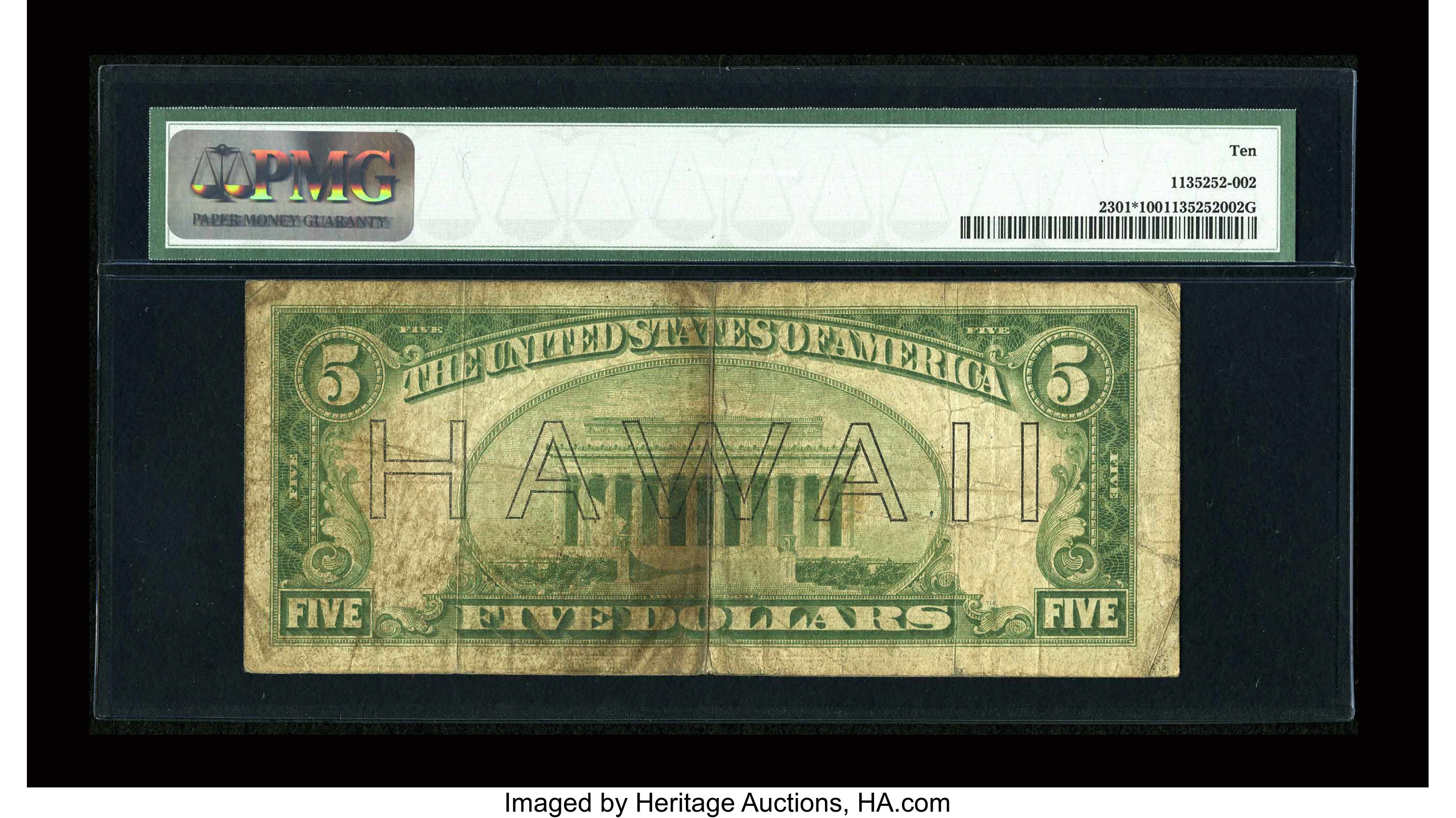 image for: Fr. 2301* $5 1934 Hawaii Federal Reserve Note. PMG Very Good 10....