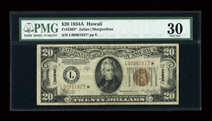 image for: Fr. 2305* $20 1934A Hawaii Federal Reserve Note. PMG Very Fine 30....