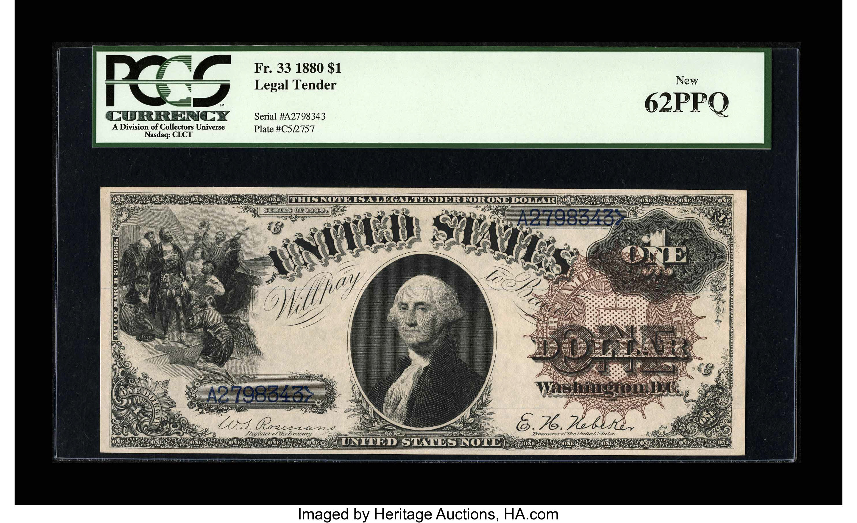 image for: Fr. 33 $1 1880 Legal Tender PCGS New 62PPQ....