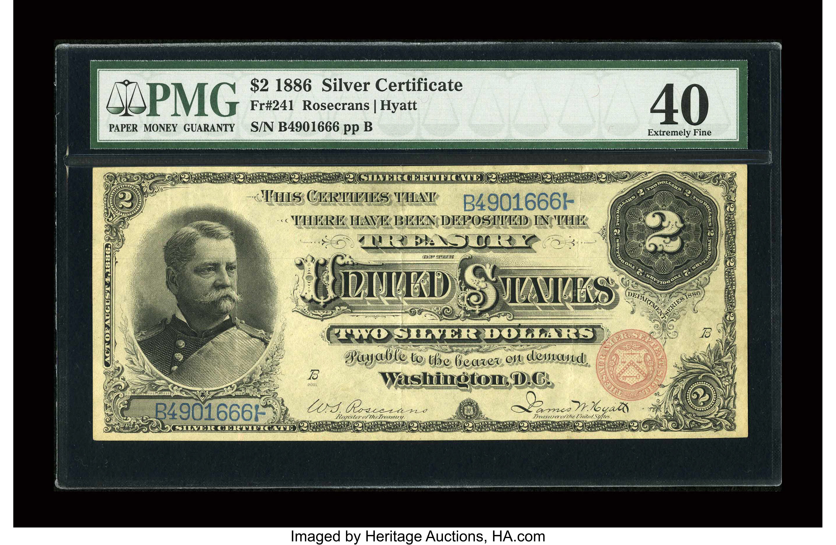 Fr. 241 $2 1886 Silver Certificate PMG Extremely Fine 40. ...