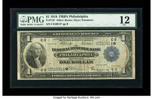 image for: Fr. 716 $1 1918 Federal Reserve Bank Star Note PMG Fine 12....