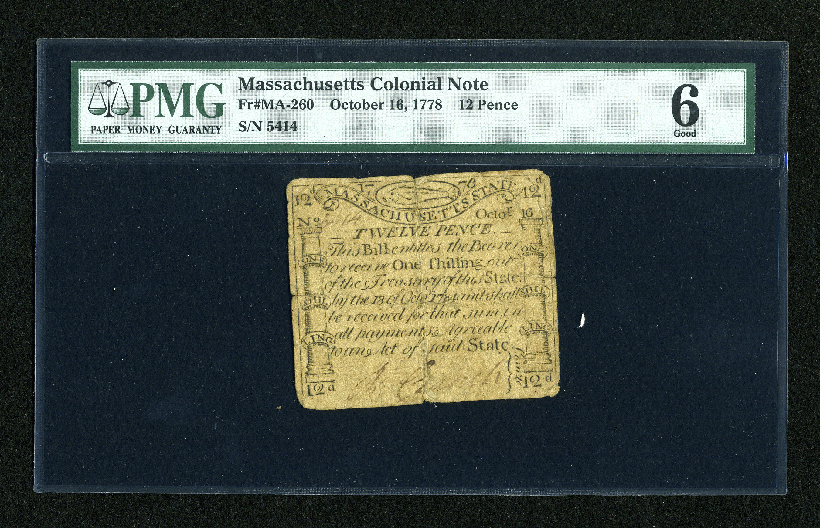 image for: Massachusetts October 16, 1778 12d PMG Good 6....