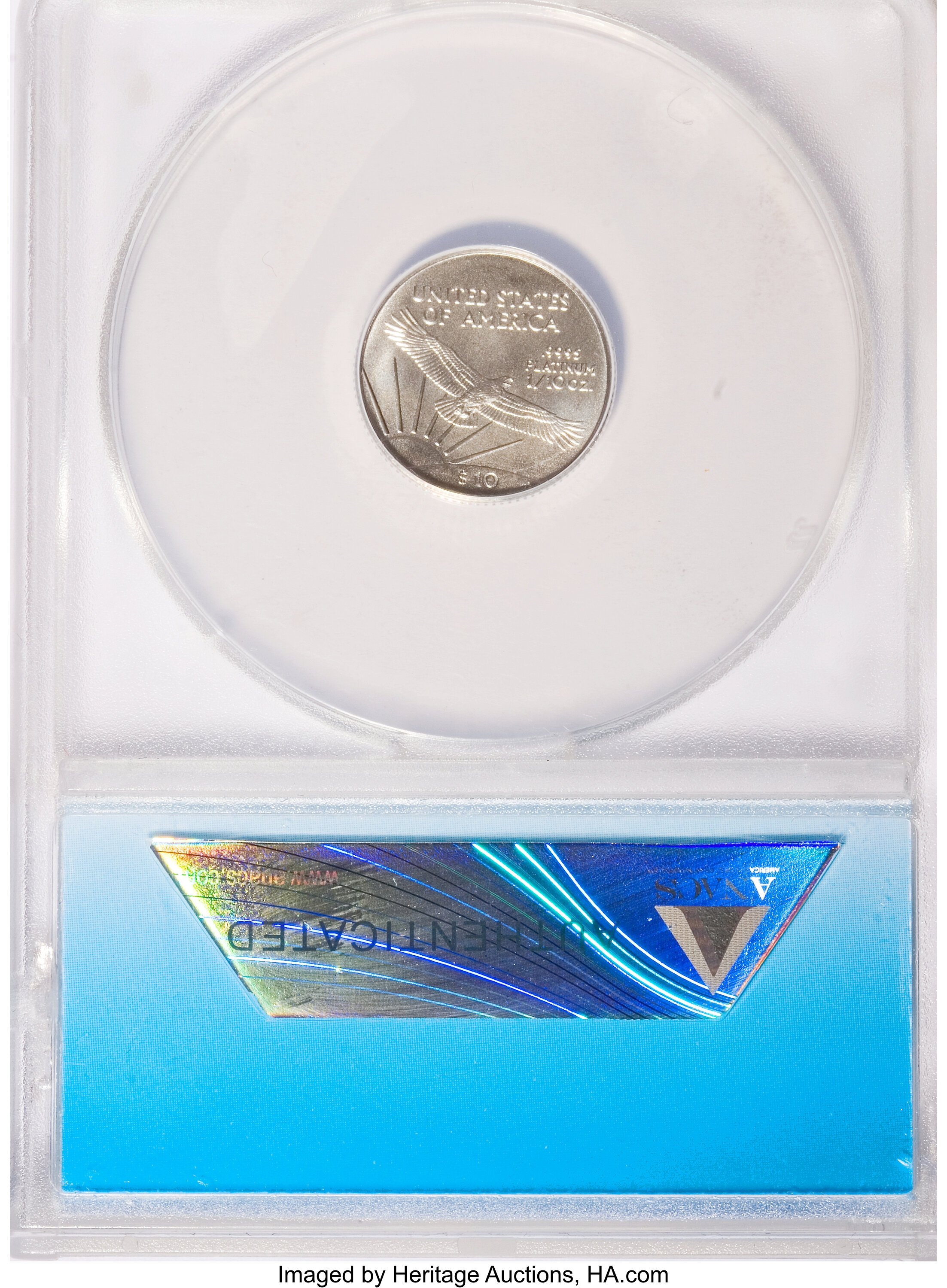 image for: 2008 $10 Plat 1/10 Oz First Releases MS70 ANACS.  ANACS Certified #013 of 179. NGC Census: (0/0). PCGS Population (22/0).  ...