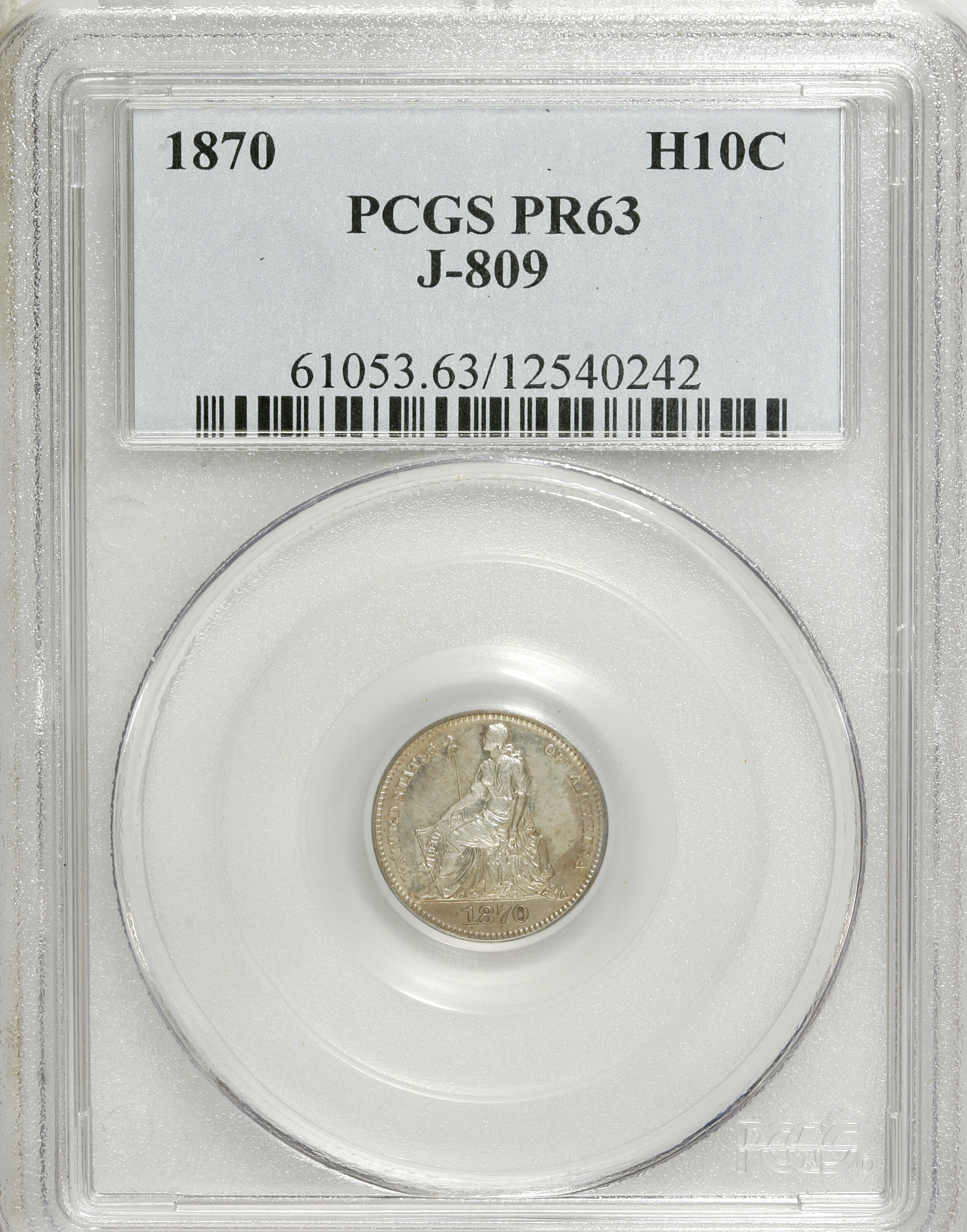 image for: 1870 H10C Standard Silver Half Dime, Judd-809, Pollock-897, Low R.7, PR63 PCGS....