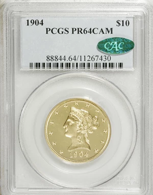 image for: 1904 $10 PR64 Cameo PCGS. CAC....